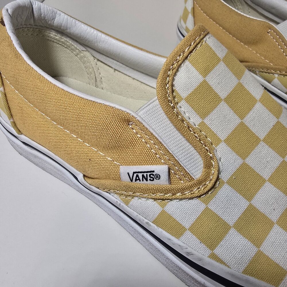 Vans Classic Slip On Color Theory Checkerboard Golden Glow Size 8 Mens - Picture 2 of 5